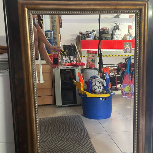 Mirror large dark brown with gold frame like new