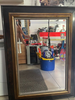 Mirror large dark brown with gold frame like new