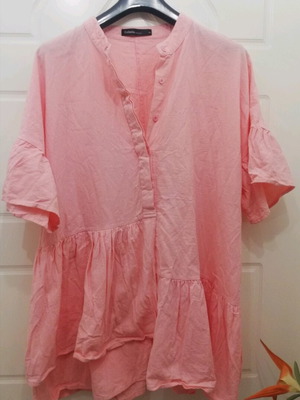 Boho Style Pink Tunic Celio 100% Cotton, New, Oversize 4XL