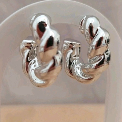 Silver braided hoop earrings new
