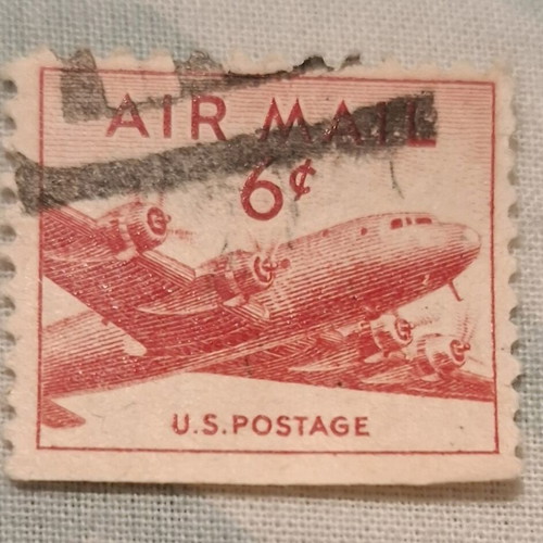 Vintage US Air Mail Stamps used, set of 2