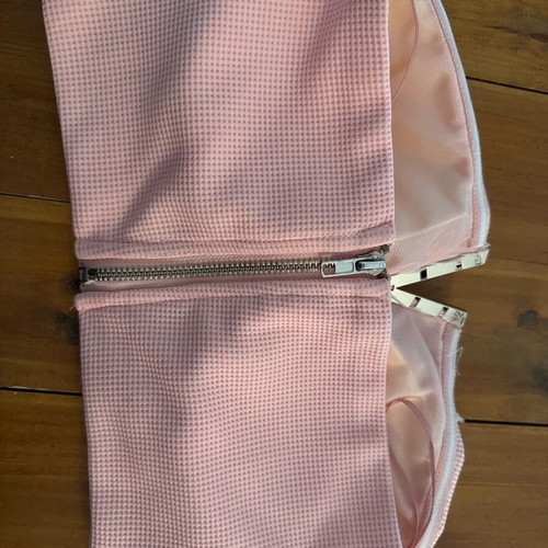 Pink bustier with gold detail and zipper, size small