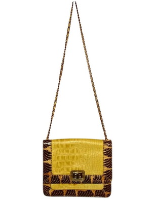 Angel Jackson Aligator Print Leather Satchel New, Yellow