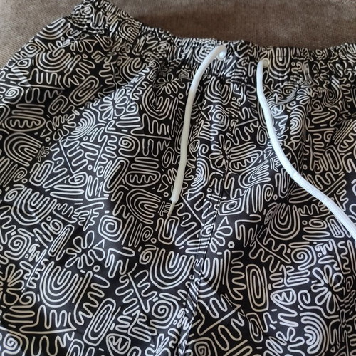 Men's swim shorts 2XL like new, black with white patterns