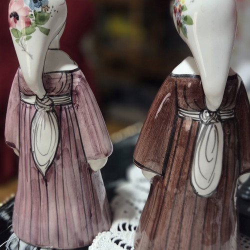 Set of 2 clay figurines with traditional Greek mothers, about 18cm