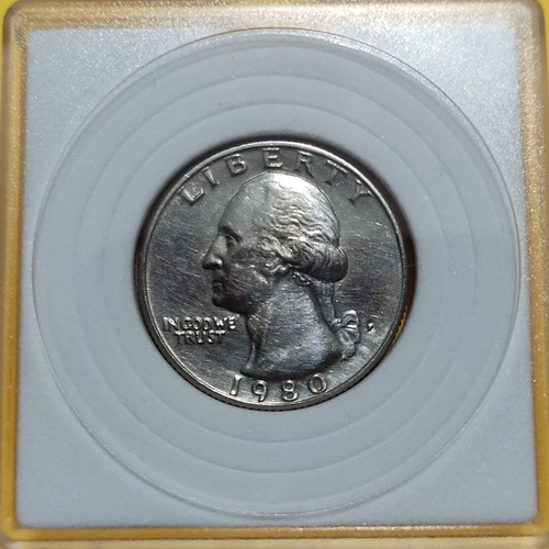 US Quarter Dollar Coin 1980 used in plastic capsule