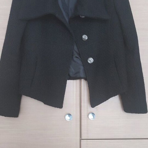 Bouclé jacket like new, S/M, with silver buttons, black