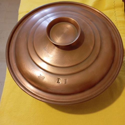 Vintage copper pot with lid like new, traditional with initials