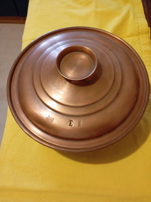 Vintage copper pot with lid like new, traditional with initials