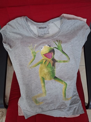 Kermit short-sleeve thin sweatshirt with pockets like new, gray