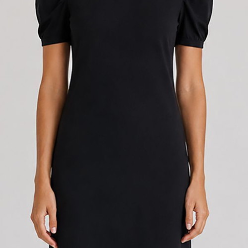 H&M fitted dress black with puff sleeves small used