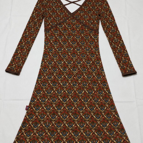 Uttam London vintage boho dress with long sleeves and criss-cross back, like new, size M