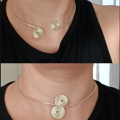 Open gold choker necklace, new, handmade, versatile
