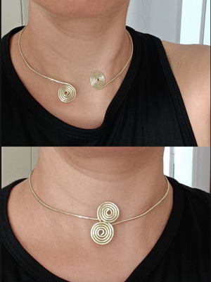 Open gold choker necklace, new, handmade, versatile