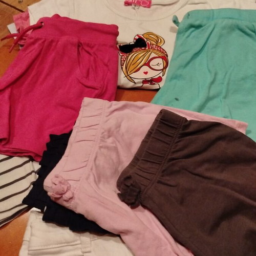 Summer set of shorts and t-shirts for girls age 8, used, H&M Zara Sam