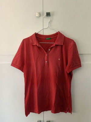Benetton women's polo shirt used, size M, red