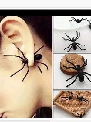 Spider earring new, black, gothic style