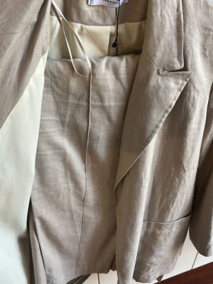 Mango linen suit beige with belt new, sizes M/L