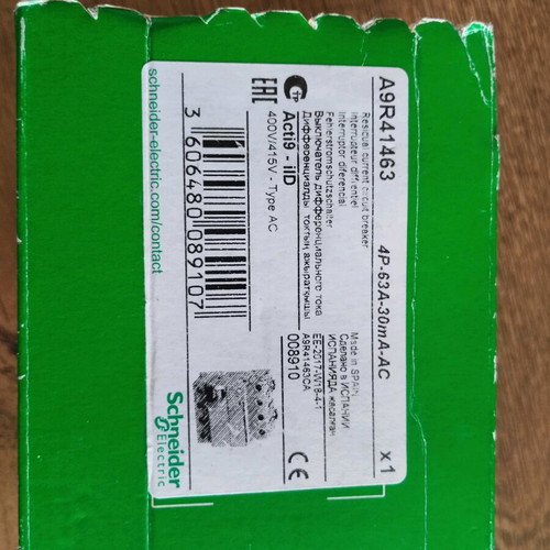 Schneider Acti 9 iID 4P 63A 30mA AC Type Residual Current Circuit Breaker new