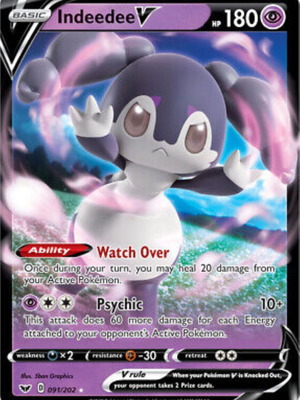 Indeedee V 091/202 συλλεκτική κάρτα Pokemon καινούργια