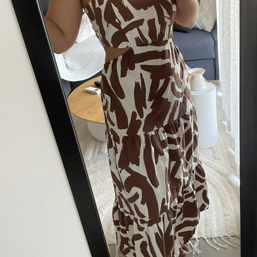 Stradivarius dress size S, white and brown