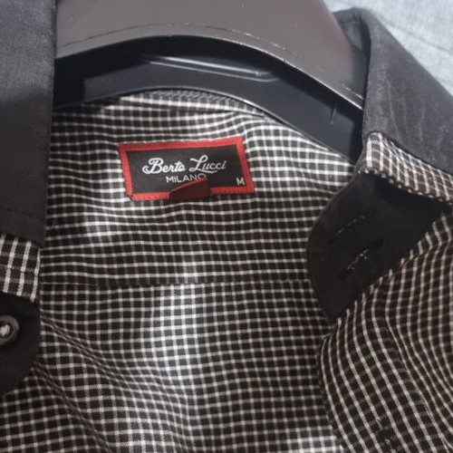 Bertolucci dress shirt new, size medium, black and gray