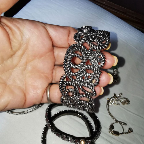 Bracelet silver metal stretchable, width 2.5 cm, new
