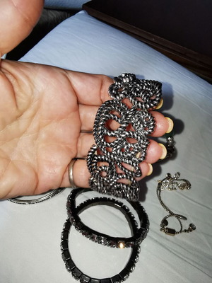 Bracelet silver metal stretchable, width 2.5 cm, new