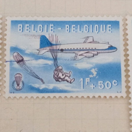 Belgian stamps 1960 parachute jumping theme like new
