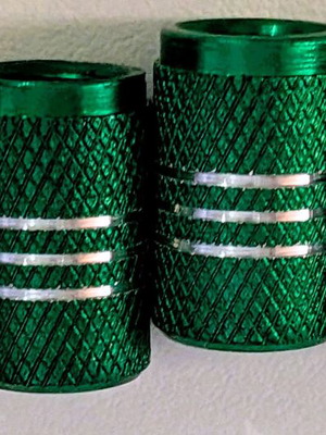 Green aluminum valve caps new