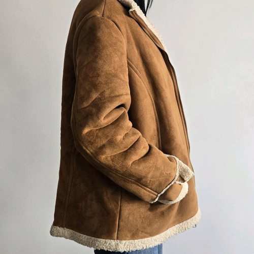 Tan Faux Suede Aviator Jacket like new, brown
