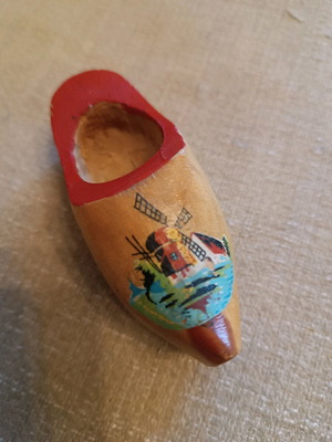 Vintage Dutch Wooden Clog souvenir used, decorative item