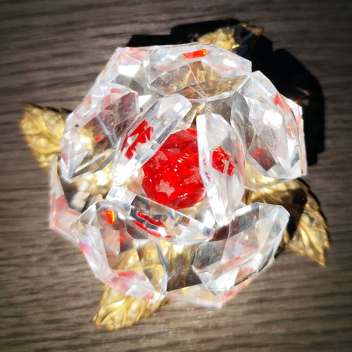Glass rose new handmade in velvet wooden case