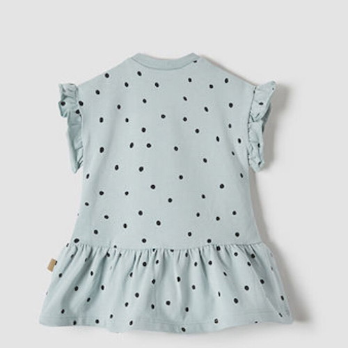 Mayoral Kids Polka Dot Short Sleeve Dress Green New