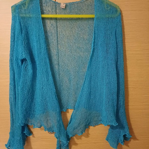 Knitted cardigan like new, turquoise