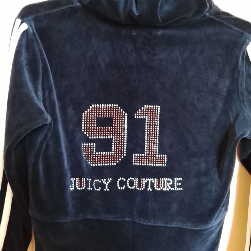 Juicy Couture Girls' Midnight Blue Velour Jacket with Rhinestone Logo used