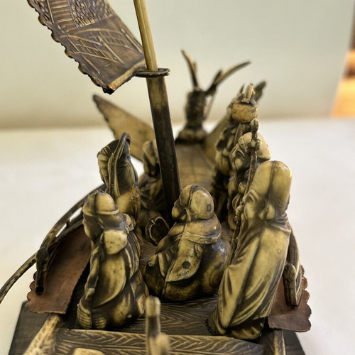 Japanese Takarabune decorative figurine with Seven Lucky Gods