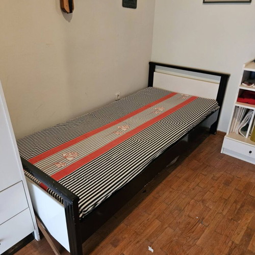 Wooden single bed used with slats and mattress 1.00m x 2.10m