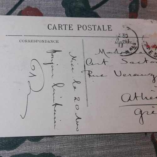 Vintage postcard Nice c. 1912 with double French stamp, like new