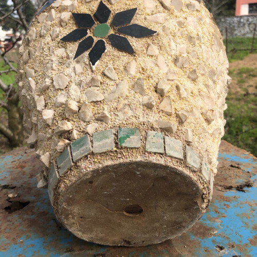 Handmade mosaic flowerpot used from Attica 1960-70