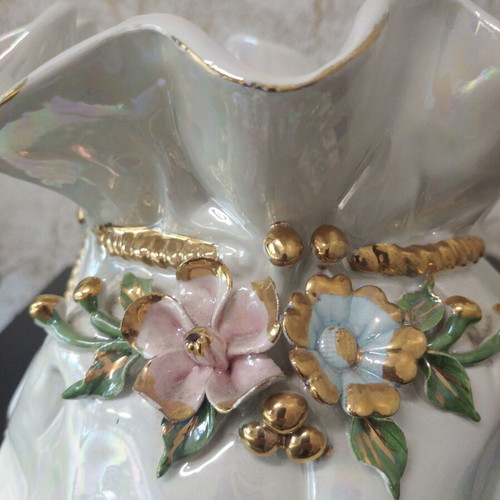 Bassano large handmade ceramic vase like new with iridescent finish