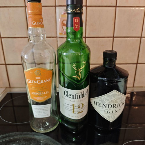 Empty bottles from premium spirits used, pack of 13