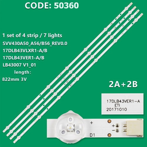 Led Bars for Hitachi, Toshiba, JVC, Turbox 43" New