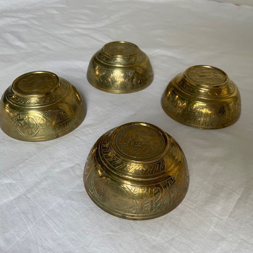 Set of 4 Egyptian bowls used, made of brass