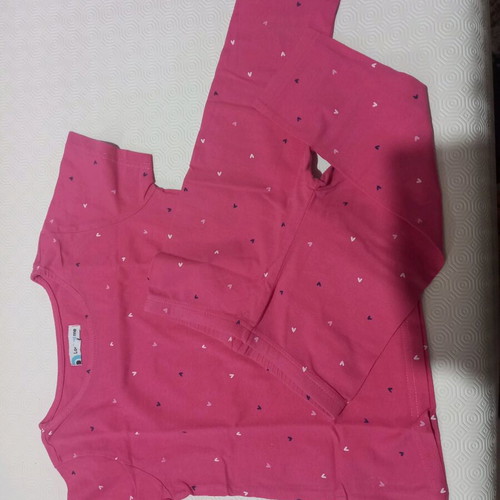 Girls' set with short-sleeve blouse and capri pants No.8 like new, pink with hearts