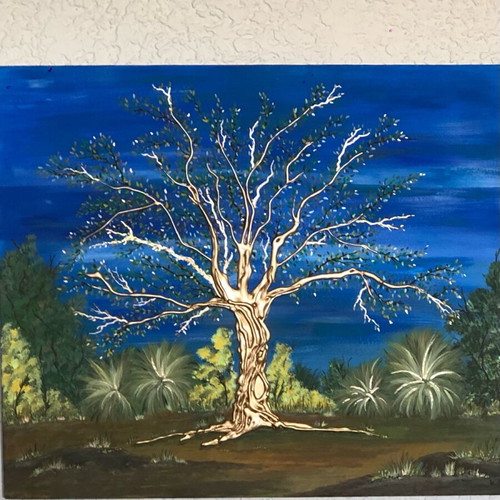 Golden Three acrylic painting like new