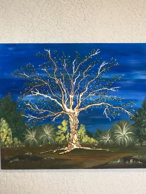 Golden Three acrylic painting like new