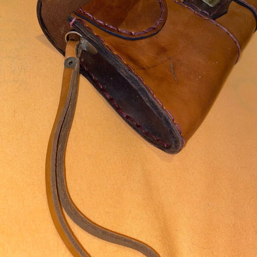 Vintage leather envelope bag for women used, handmade, brown