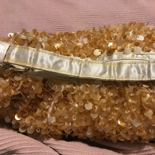 Gold Handbag with Sequins and Beads Like New