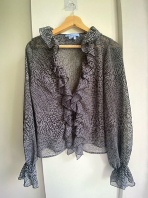 Zara transparent blouse with ruffles polka dot, like new, sizes S-M